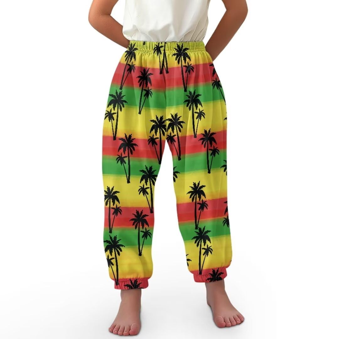 ORGYPET Palm Tree Casual Cargo Jogger Pants for Girls Fashion Sports Trousers for 11-12 Plus Size Active Jogging Pants for School Elastic Yoga Pants for Dance Soft Beach Outfits Gift for Daughter