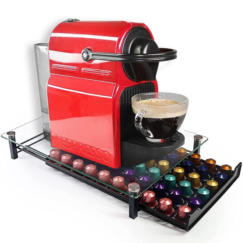 URbazaar Coffee Pod Holder Storage Drawer Compatible with Nespresso OriginalLine Coffee Pods Kitchen Organizer Black Holds 60 Pods
