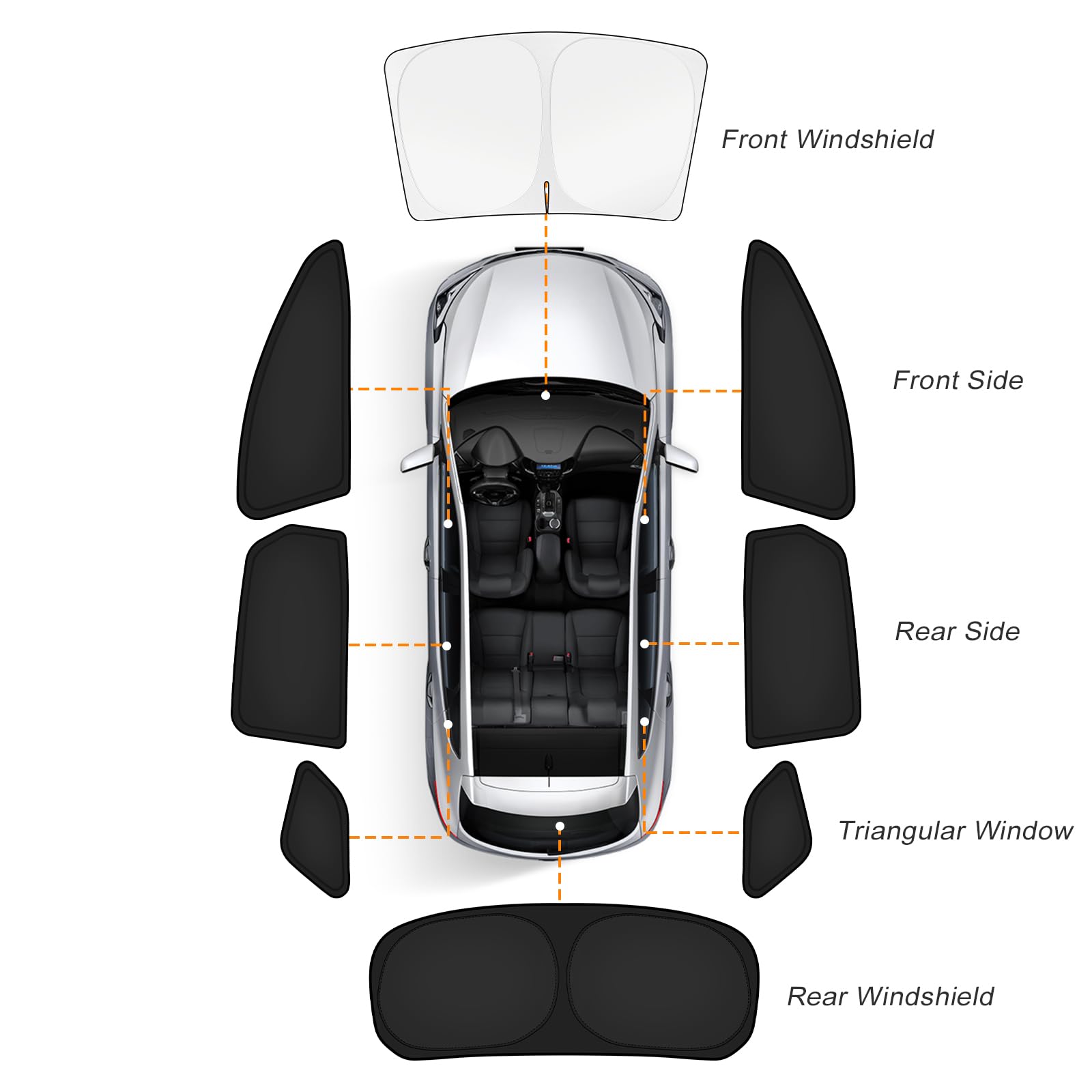 KUST Parasol para Ventana de Coche para Toyota RAV4 2019-2025, Cubierta de Ventana Lateral, Bloqueo UV, protección de privacidad, Accesorios Rav4, Plegable, Delantero y Trasero, Juego Completo de 8