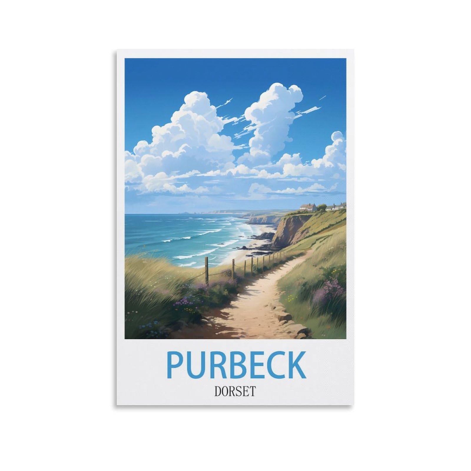 CEYHNO Purbeck Dorset Vintage Travel Posters 12x18inch(30x45cm) Canvas Art Poster And Wall Art Picture Print Modern Family Bedroom Decor