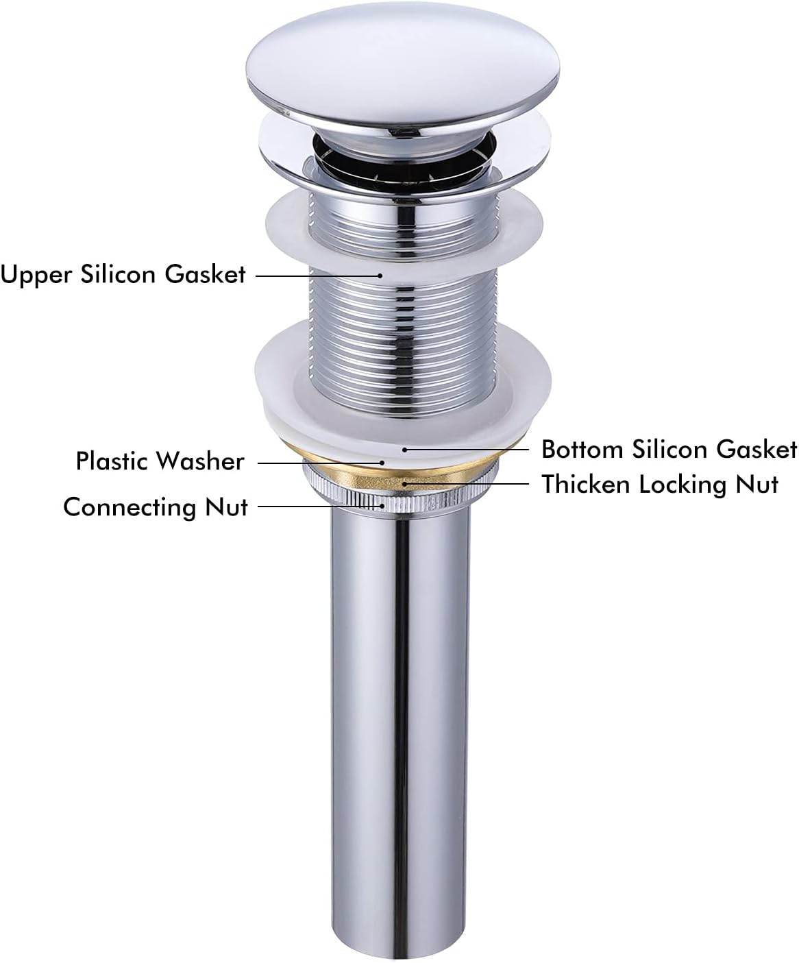 KES Wall Mount Bathroom Sink & Sink Drain without Overflow, BWS100R+S2008D-CH