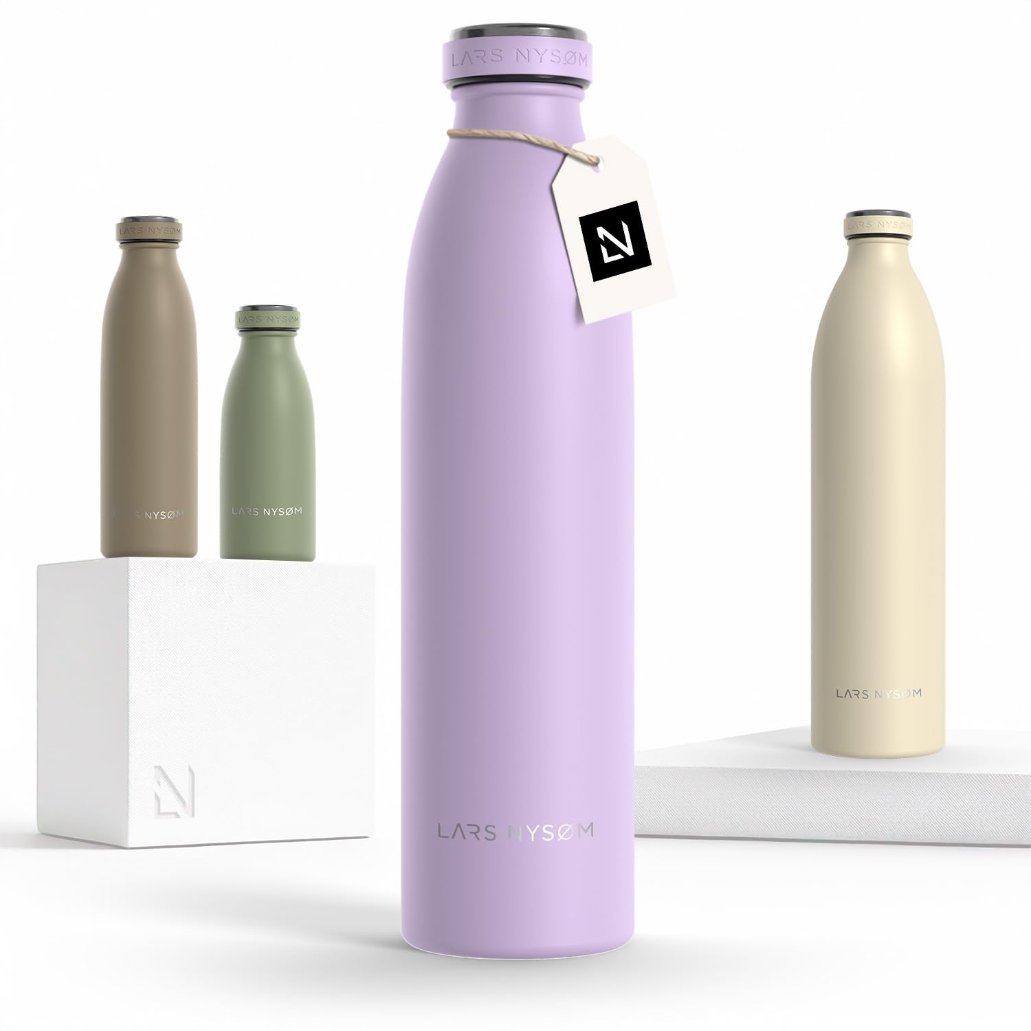 LARS NYSØM Stainless Steel Insulated Water Bottle 12oz 17oz 25oz 34oz 51oz | Insulated Thermo Flask for Hot and Cold Beverages | Leakproof Drinking