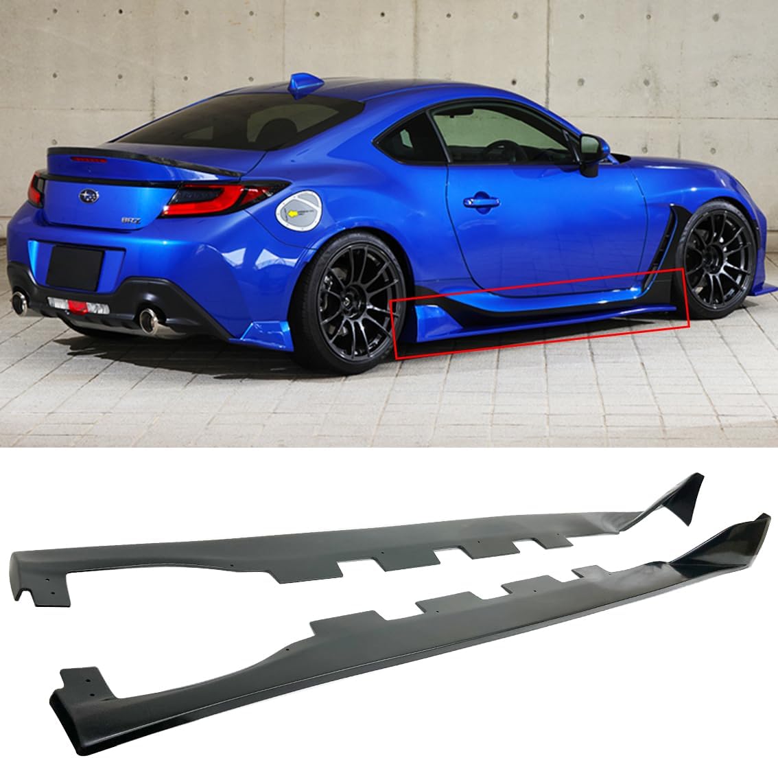 - FITS 2022-2024 Toyota GR86 Subaru BRZ V2 Style Matte Black Left Side Skirt Rocket Panel Extension KIT