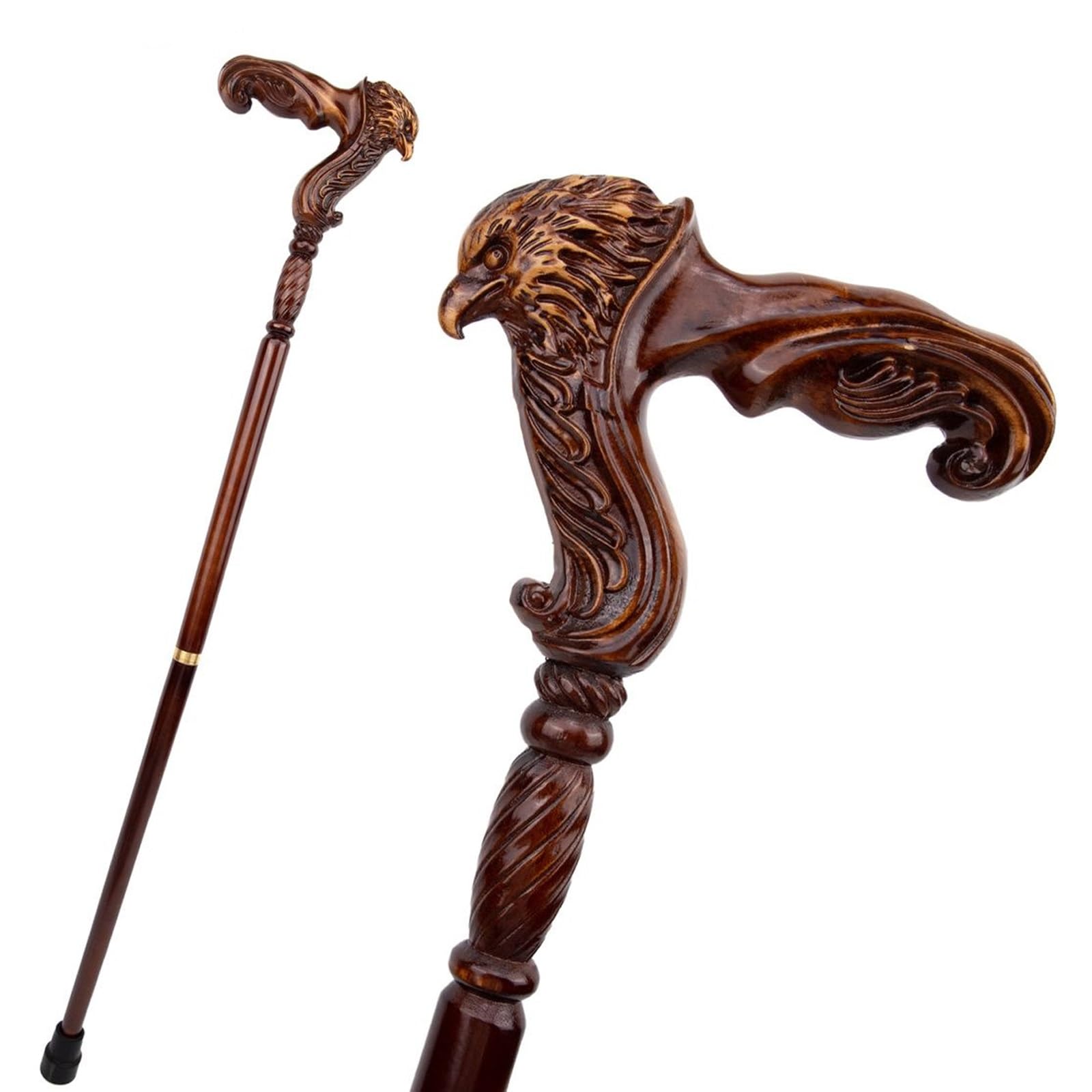 Bastoni da Passeggio in Legno a Forma di Aquila, con Impugnatura ergonomica e Punta in Gomma Antiscivolo, lussuosi, Decorativi, per Uomo e Donna, 96 cm.