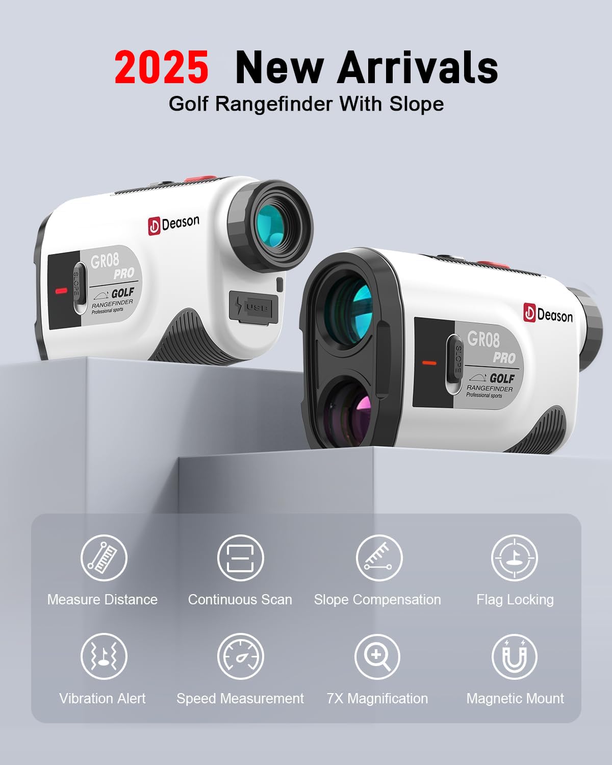 Deason Telemetro da golf con pendenza (Deason Golf Rangefinder GR08 Pro, bianco)