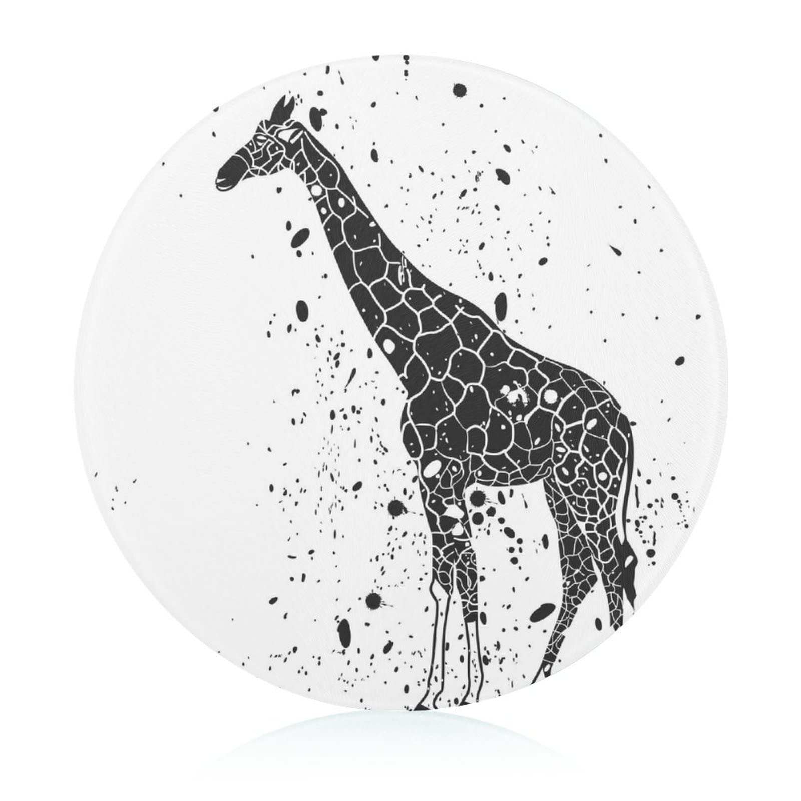 Planche en verre girafe noire 20 cm qui résiste à la chaleur comme dessous de plat