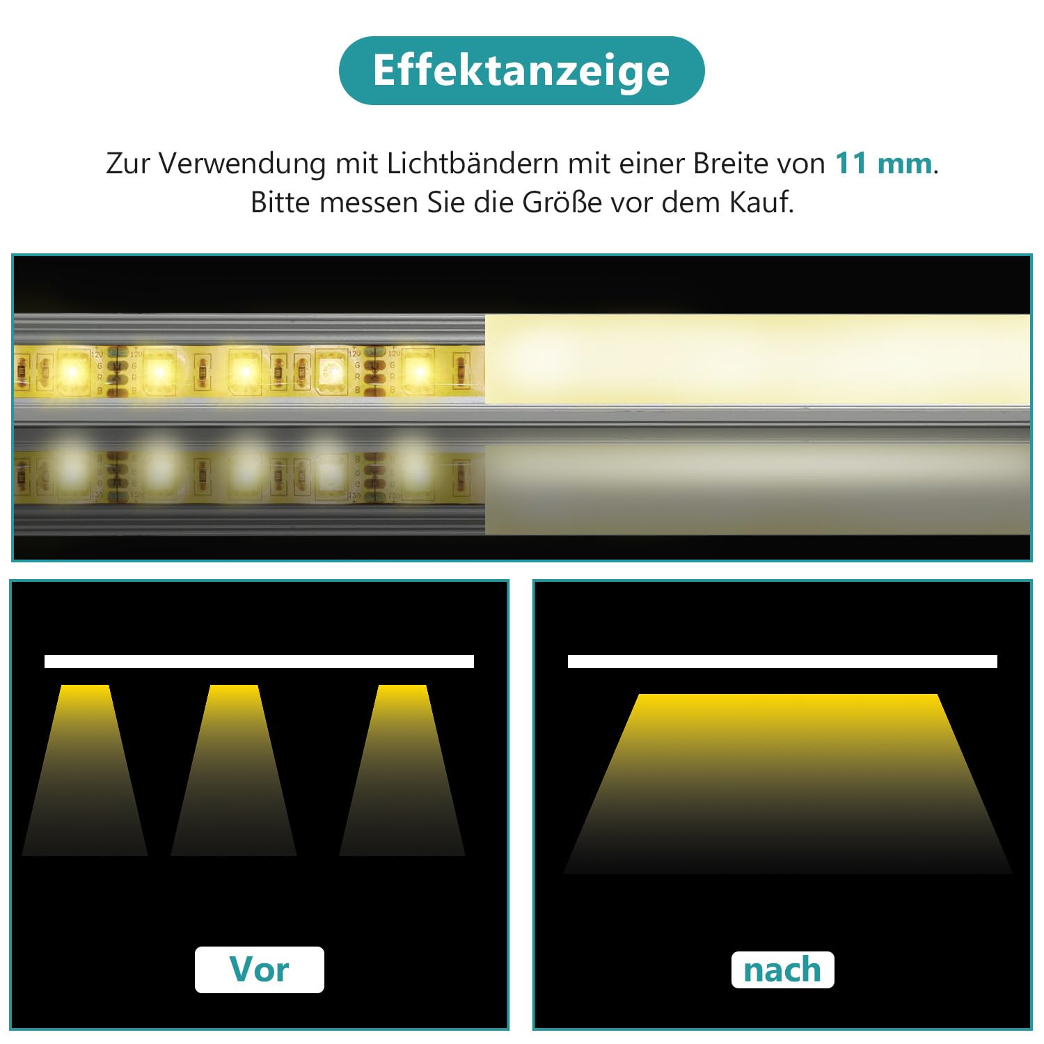 Profil aluminiowy 30 x 1 m profil LED w kształcie litery U z osłoną, zaślepkami i klipsami montażowymi, szyna LED kanał LED do taśm LED