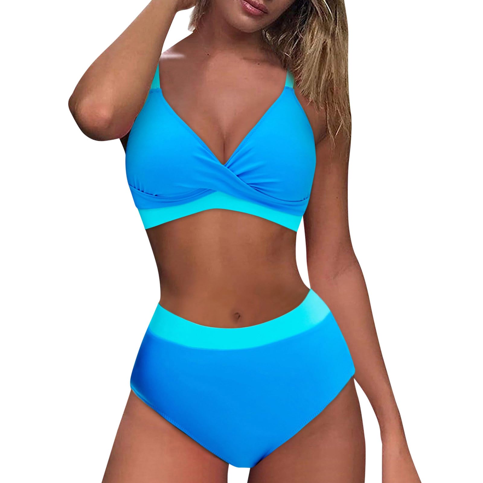 Fulidngzg Bikinis Mujer Braga Alta Bikinis Mujer 2024 Braga Alta Bikini Mujer Sexy Moda Alta Bikini Mujer Talla Grande Traje De Baño Mujer Elastica Bikini Braga Alta Mujer Talla Grande Deportivo