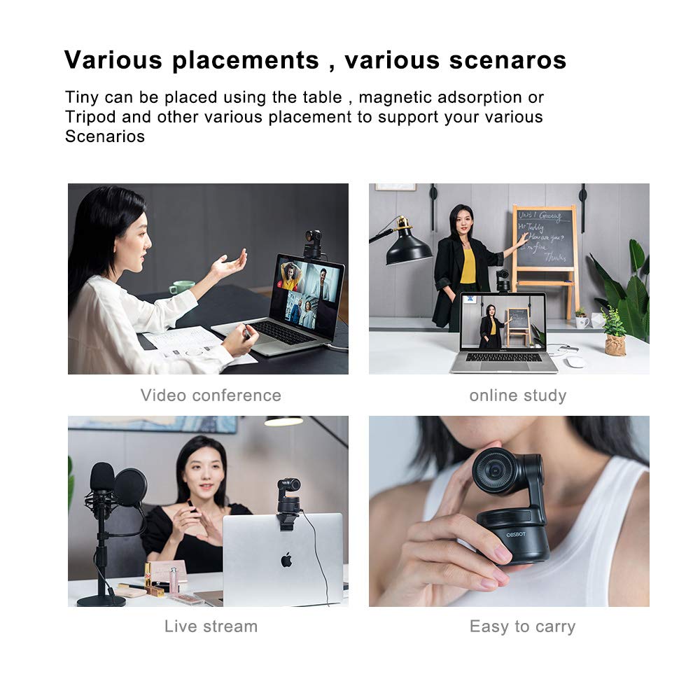 OBSBOT Tiny PTZ cam, AI Tracking AutoFrame AutoExposure Gesture