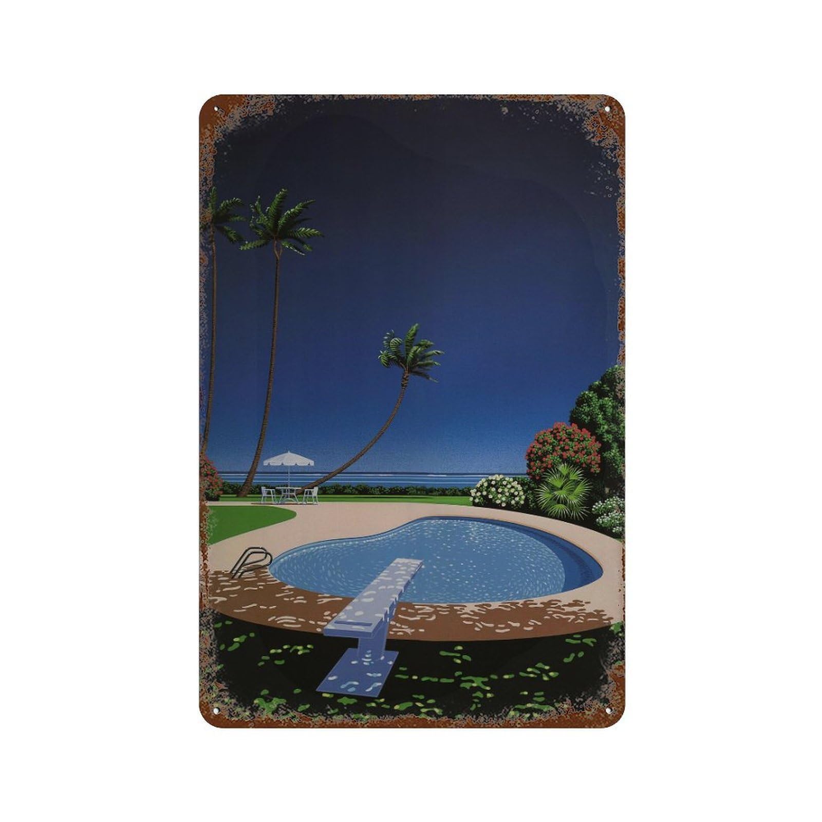 xiaoxiaoshen Swimming Pool. Hiroshi Nagai Japanese City Pop Wall Decor Art Metal Tin Poster Modern Home Decor Art Home Bar Shop Decorations Vintage Sign 30x20cm
