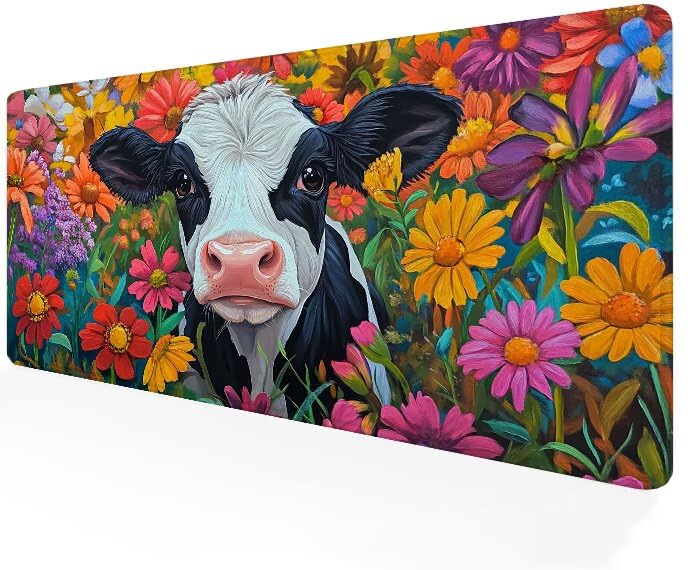 Tapis de souris gamer 1200x600 sous main grand format fleurs colorées