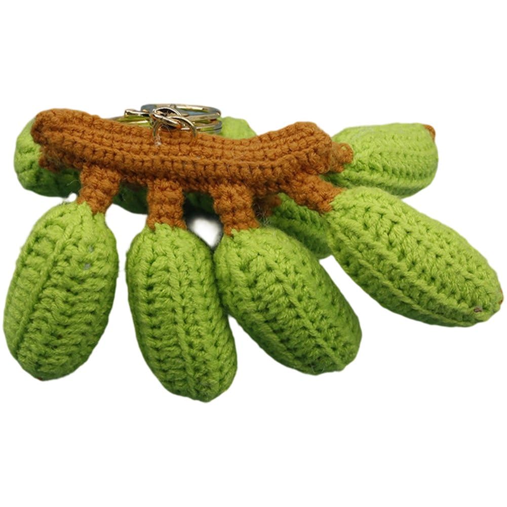 Fituenly Handmade Crochet Banana Keychain, Cute Woven Fruit Keyring Pendant, Creative Knitted Banana Backpack Decor