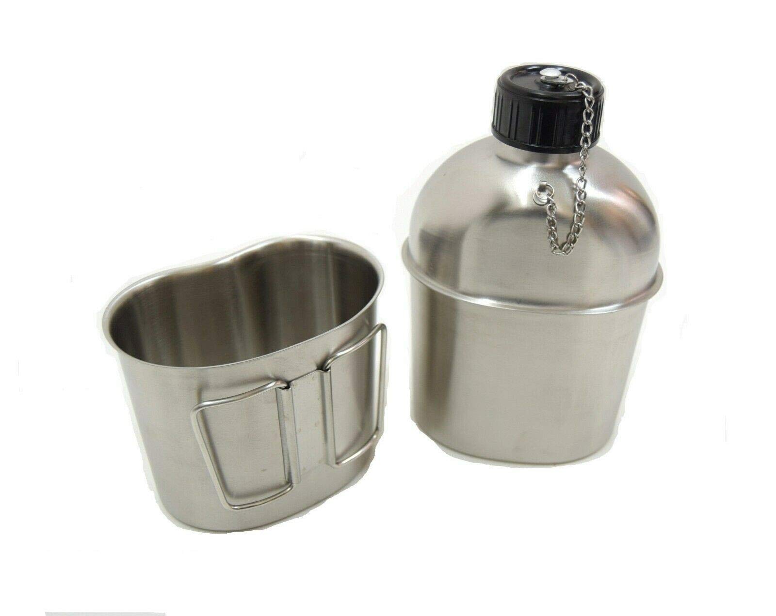 Military Surplus French Army Stainless Steel Water Bottle + Cup Set