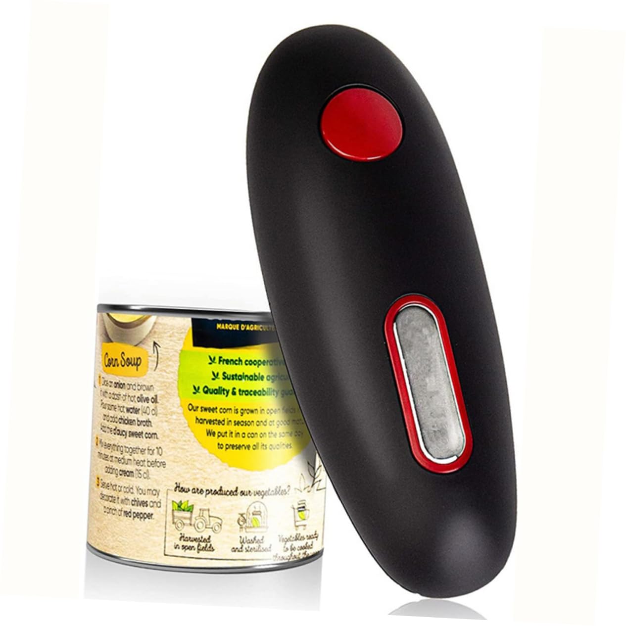 Abrelatas Eléctrico Hogar, Abridor de Frascos y Latas Automático, Portátil y Ligero, Acero Inoxidable y Abs, Cocina Doméstica