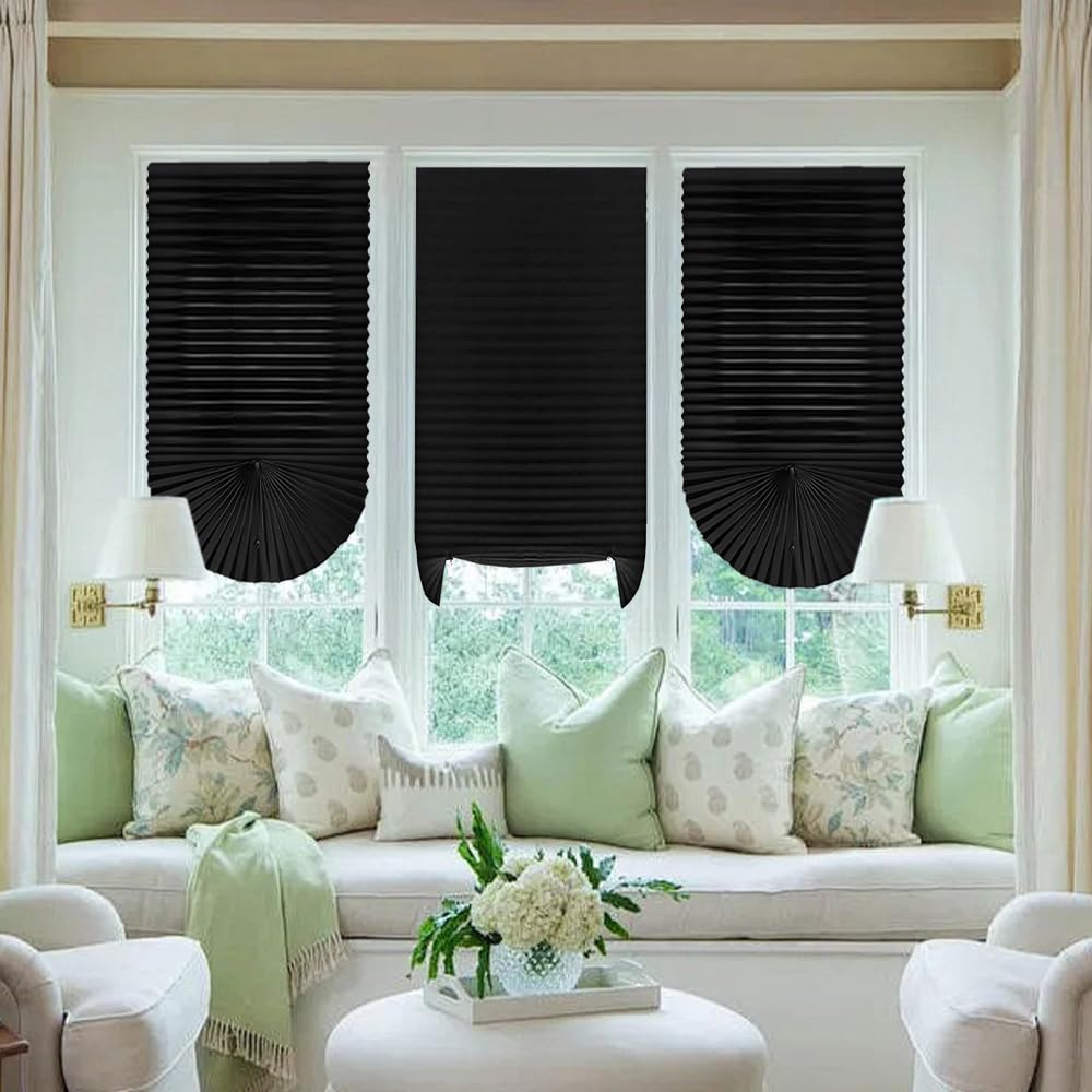 Lotvic 4 Pack Temporary Blinds, 60x150CM Stick on Blinds, Easy to Cut and Fit, No Drill Blind for Windows, Door, Kitchen, Bathroom, Bedroom Blackout Thermal Privacy Protection (Black, Light Filtering) - Image 2