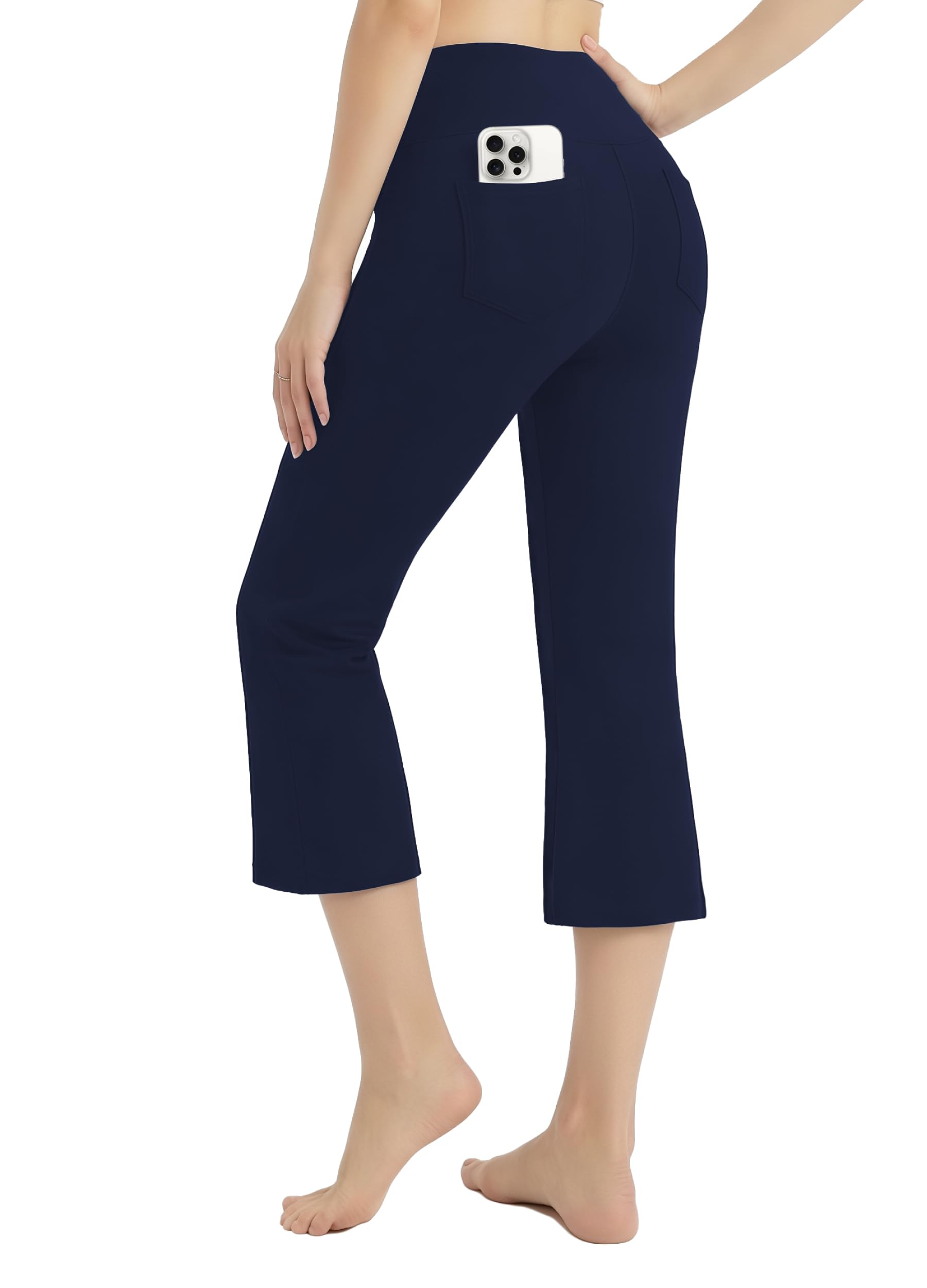 SAFORT Damen Capri/ 74cm/ 79cm/ 84cm/ 89cm Yogahose Baumwolle Jazzpants Damen Bootcut Hose Sporthose lang mit Taschen Flared Leg