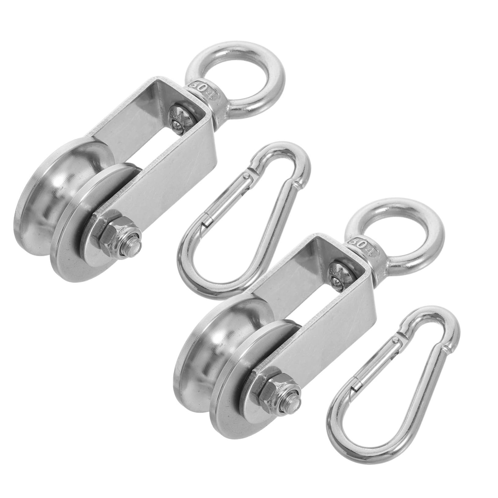 Carrucola in Acciaio Inox a Doppio Cuscinetto per Sollevamento | 4 Pezzi, Struttura a Fune , Finitura Argento, Impiego in Palestra e Magazzino