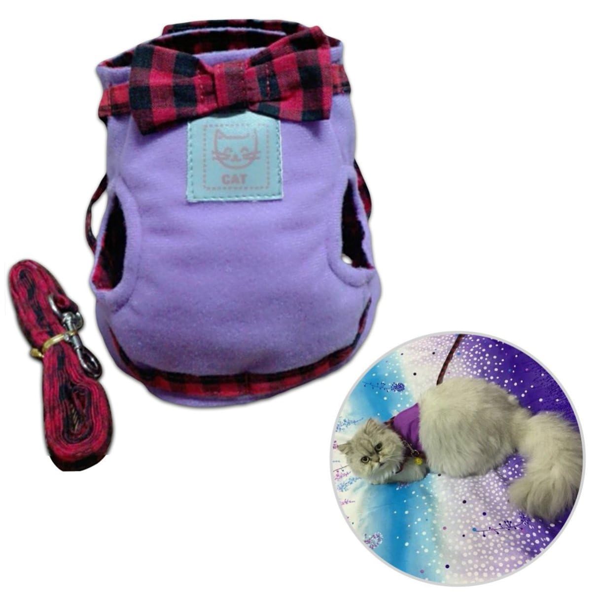 minkissy 3pcs Harness with Lead Cat Chest Harness Puppy Harness Leash Cat Harness Chain Ring Purple Pet