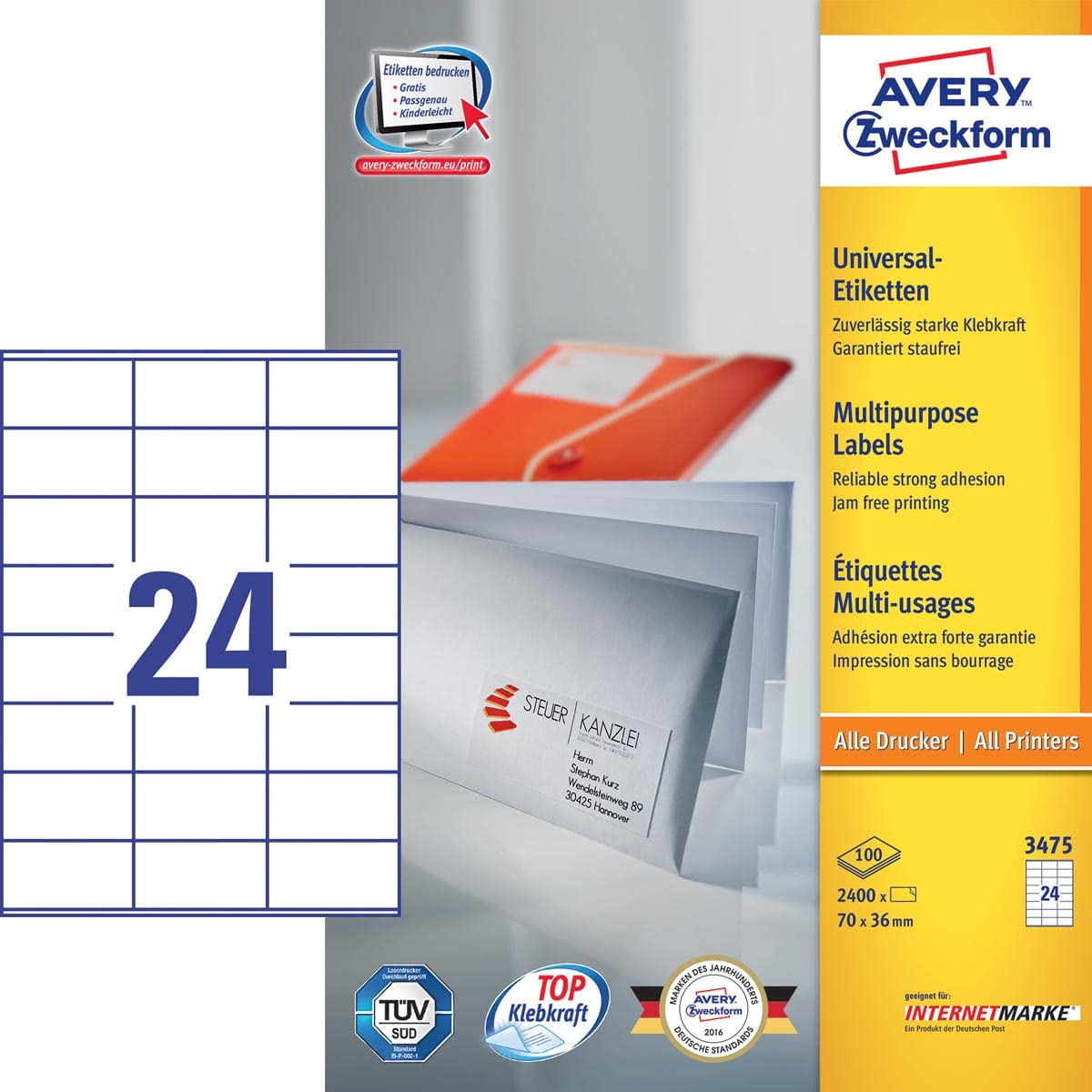 AVERY Zweckform Inkjet/Laser Karteikarte, 105 x 70 mm, weiß C32254-25 AVERY Zweckform Inkjet/Laser Karteikarte, 105 x 70 mm, weiß C32254-25