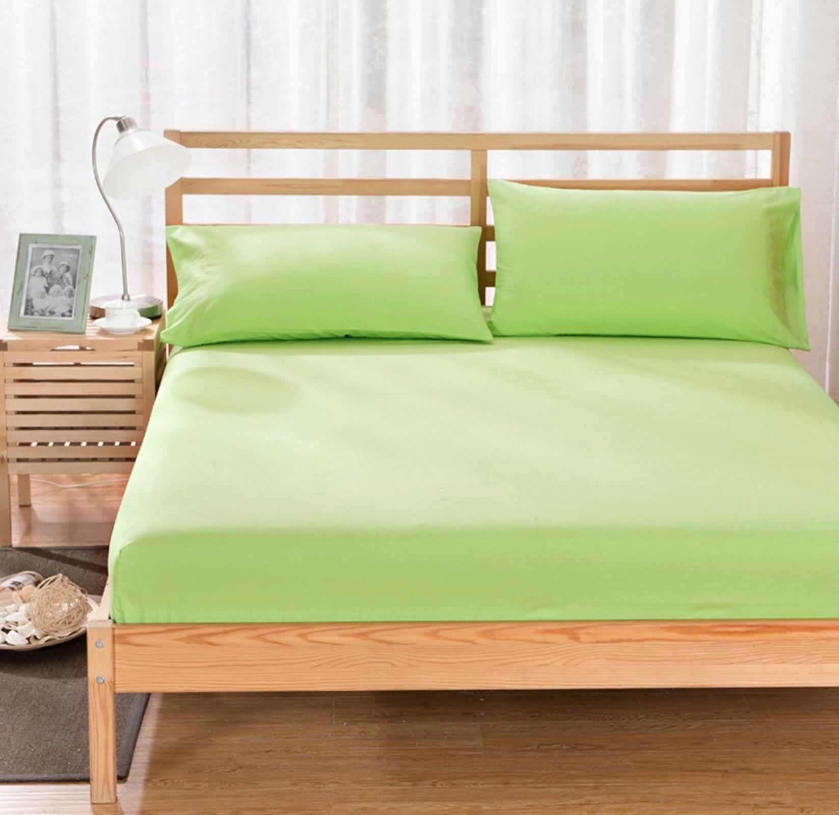Pościel 2 poszewki na poduszki 220 x 200 - komplet pościeli 3-częściowy poliester bawełna - 2 poszewki na poduszki 48 x 74 - prześcieradło super king (200 x 220 x 27 cm) rozmiar, zielony łąka