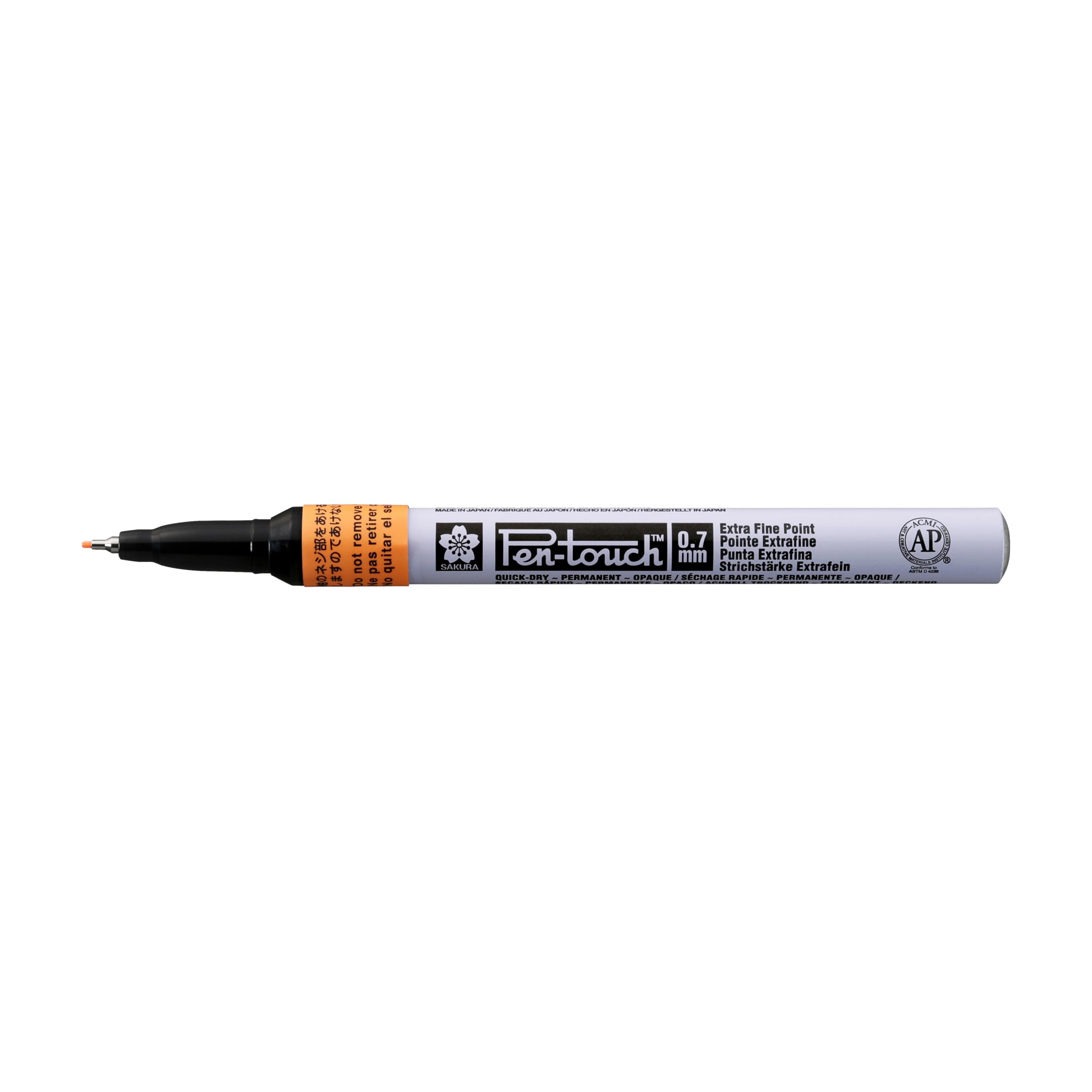 SAKURA Pen-Touch Extra Fine Fluorescent Orange Marker - For Cardstock, Plastic, Wood, Glass, Metal - Industrial & Creative Use - Solvent-Based Ink - 0.7 mm Line