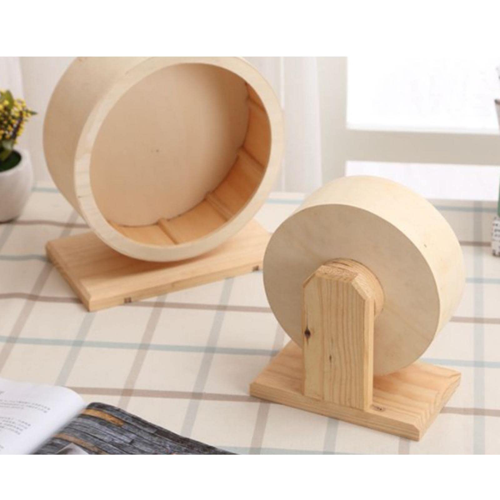 Générique Roue d'exercice Silencieuse pour Hamster, Roue en Bois, Base Antidérapante, Accessoire pour Petits Animaux, Fonction Décorative, Convient Aux Peti, M