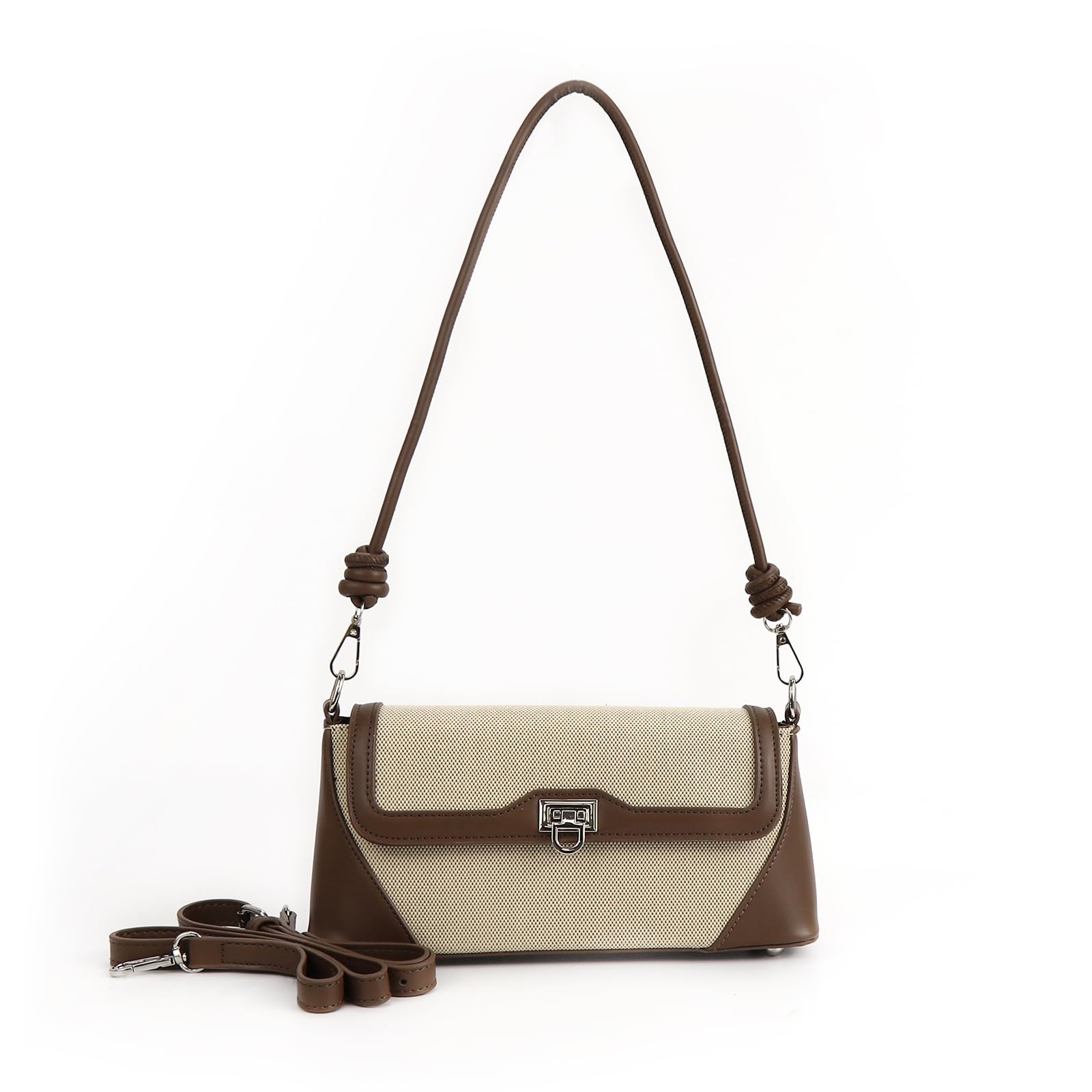 Shoulder Bag for Women PU Leather Shoulder Purse Vintage Handbag Retro Classic Underarm Purse with 2 Removable Strap