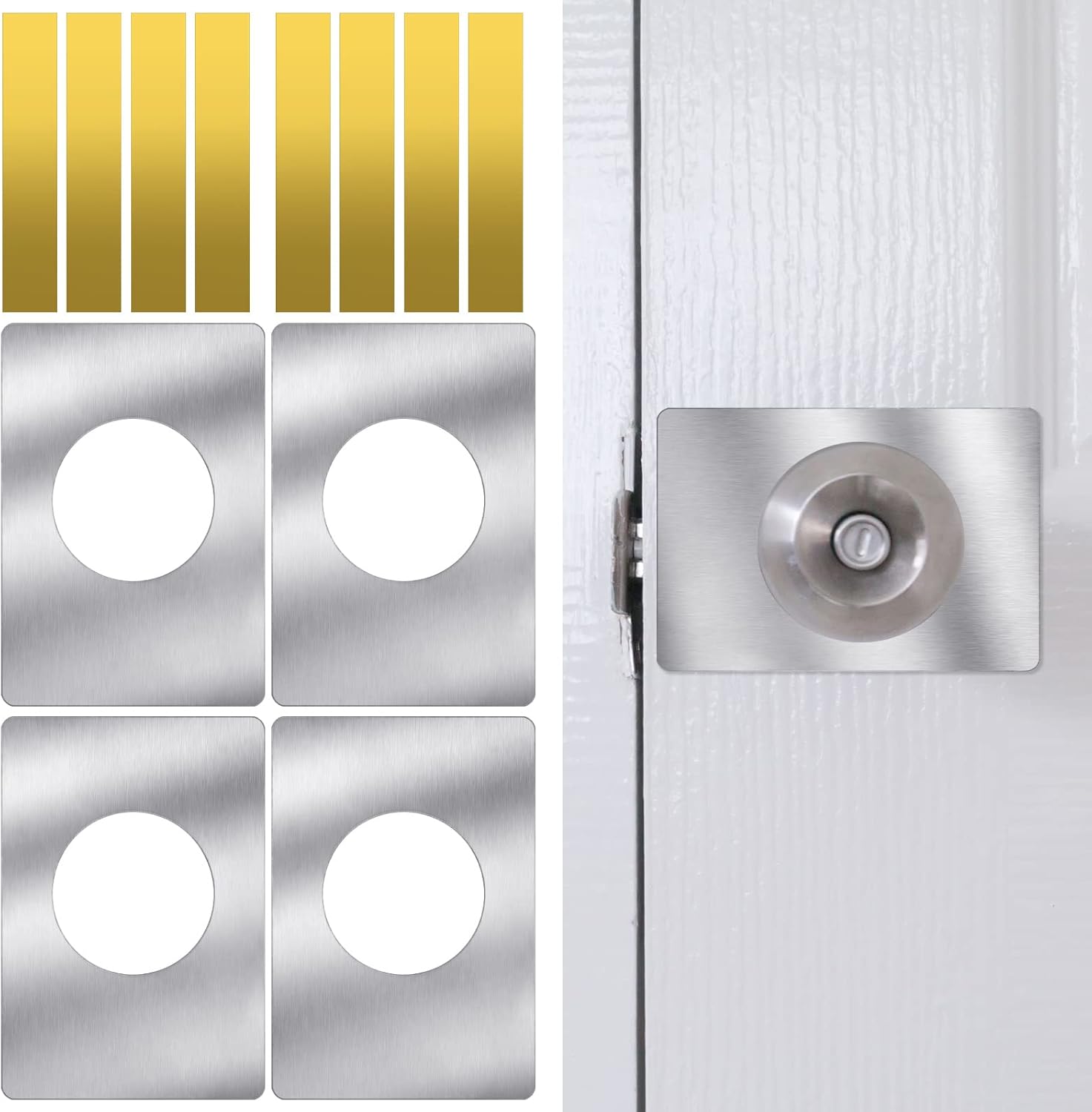 4 Pcs Door Reinforcement Plate Deadbolt Cover Plate Door Lock Repair Plate Stainless Steel Door