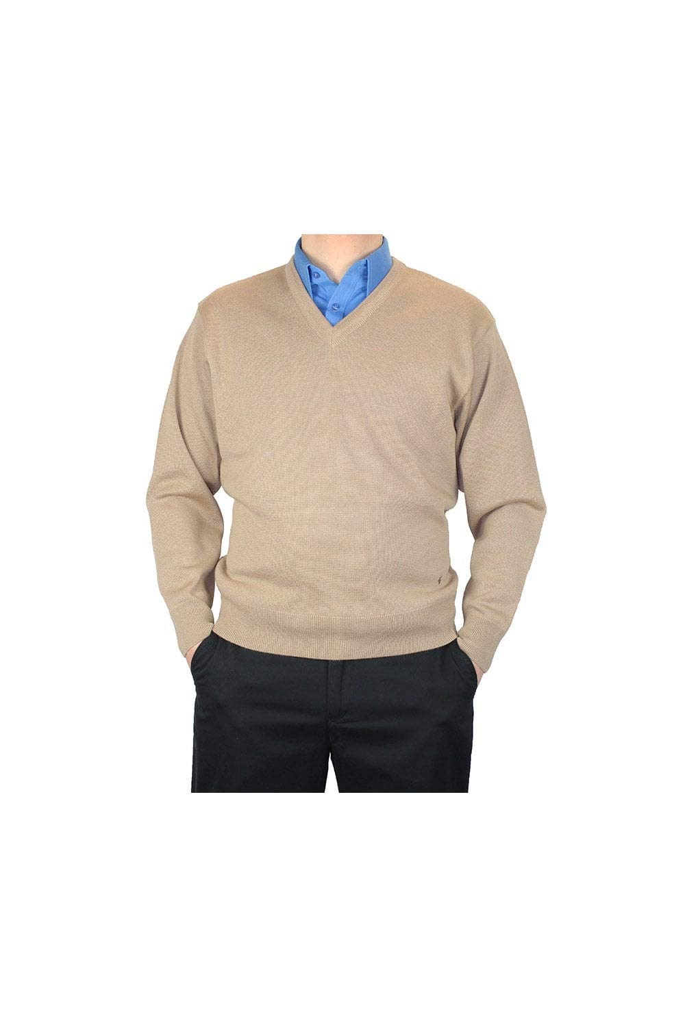Gabicci Plain V-Neck Sweater (XL, Stone)