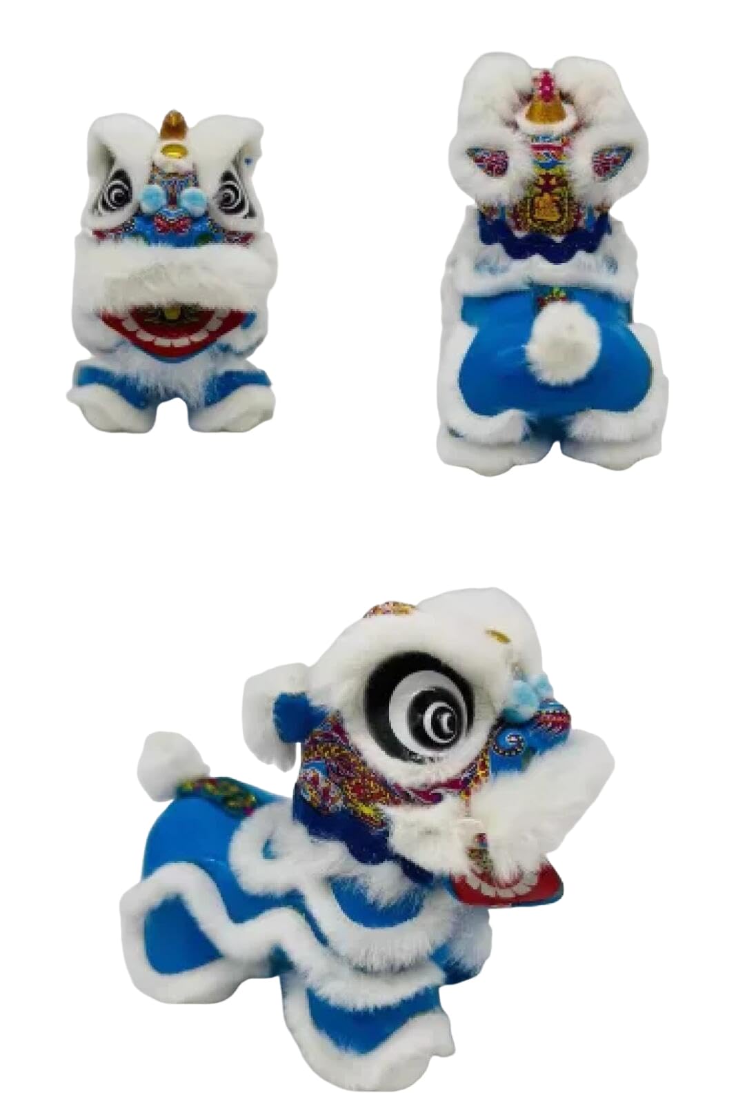 YRWIHRJKA Traditional Chinese Cute Lions Handmade Intangible Cultural Heritage Lion Dance Cart Decoration (Blue)