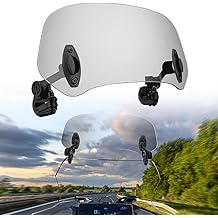 28.5cm Motorcycle Universal Windshield Extension Adjustable Clip Wind Deflector for Kawasaki Yamaha Harley Suzuki Buell Triumph Ducati Aprilia Spoiler Windscreen,Smoke