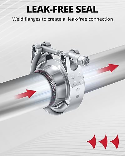 Miniatura 9 de EVIL ENERGY Abrazadera de banda de 3,0 pulgadas V con brida macho hembra de acero inoxidable