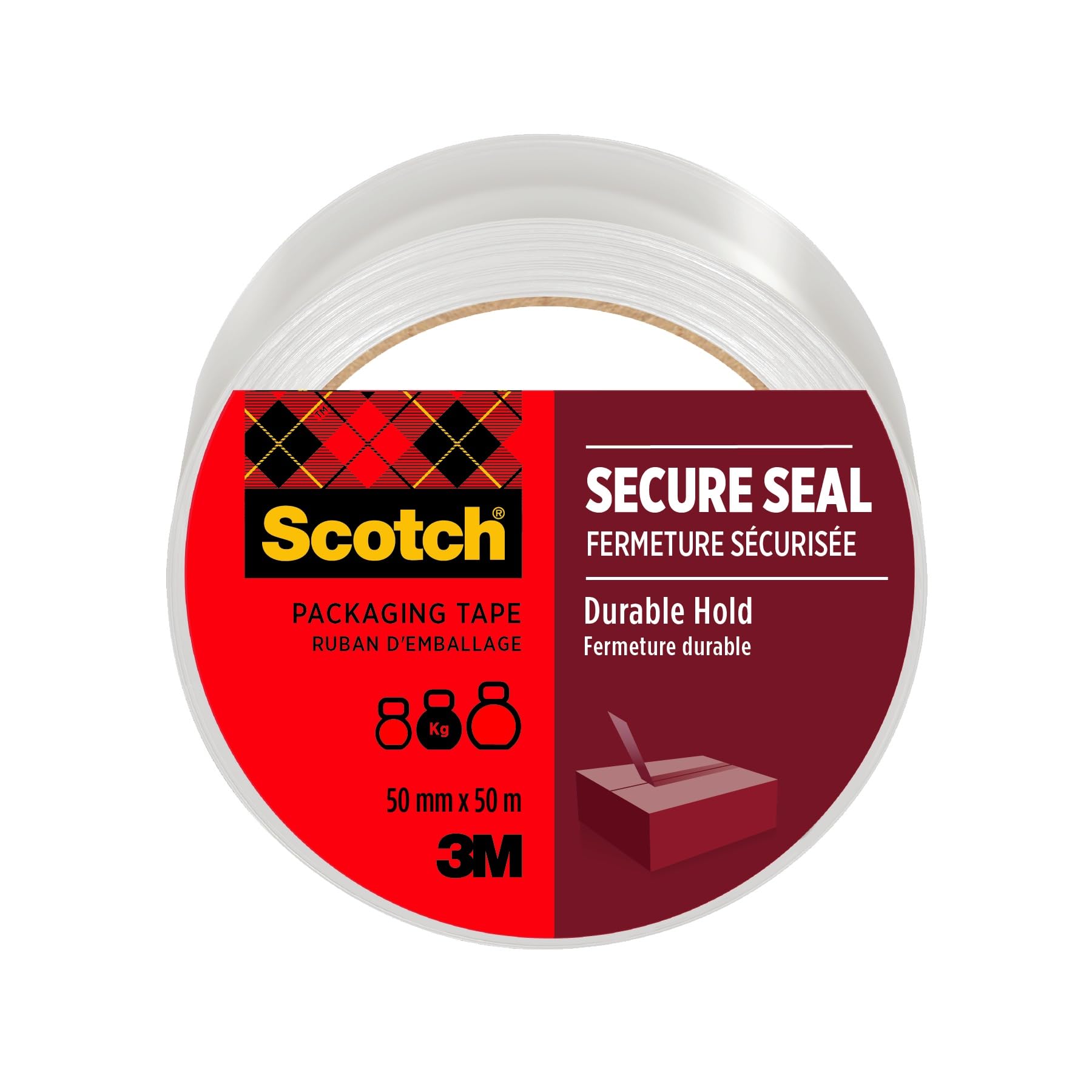 Scotch Ruban Adhésif d'emballage Transparent 50 mm x 50 m 1 Rouleau