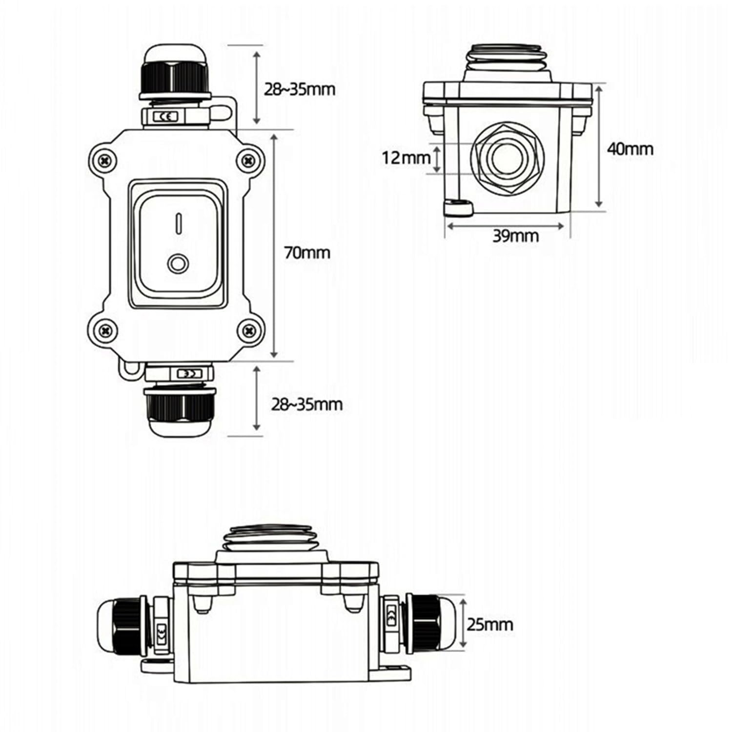 Waterproof Box Switch for Outdoor Wiring Waterproof Switch, Suitable for 12-24 V Household Energy Storage Devices - Image 4