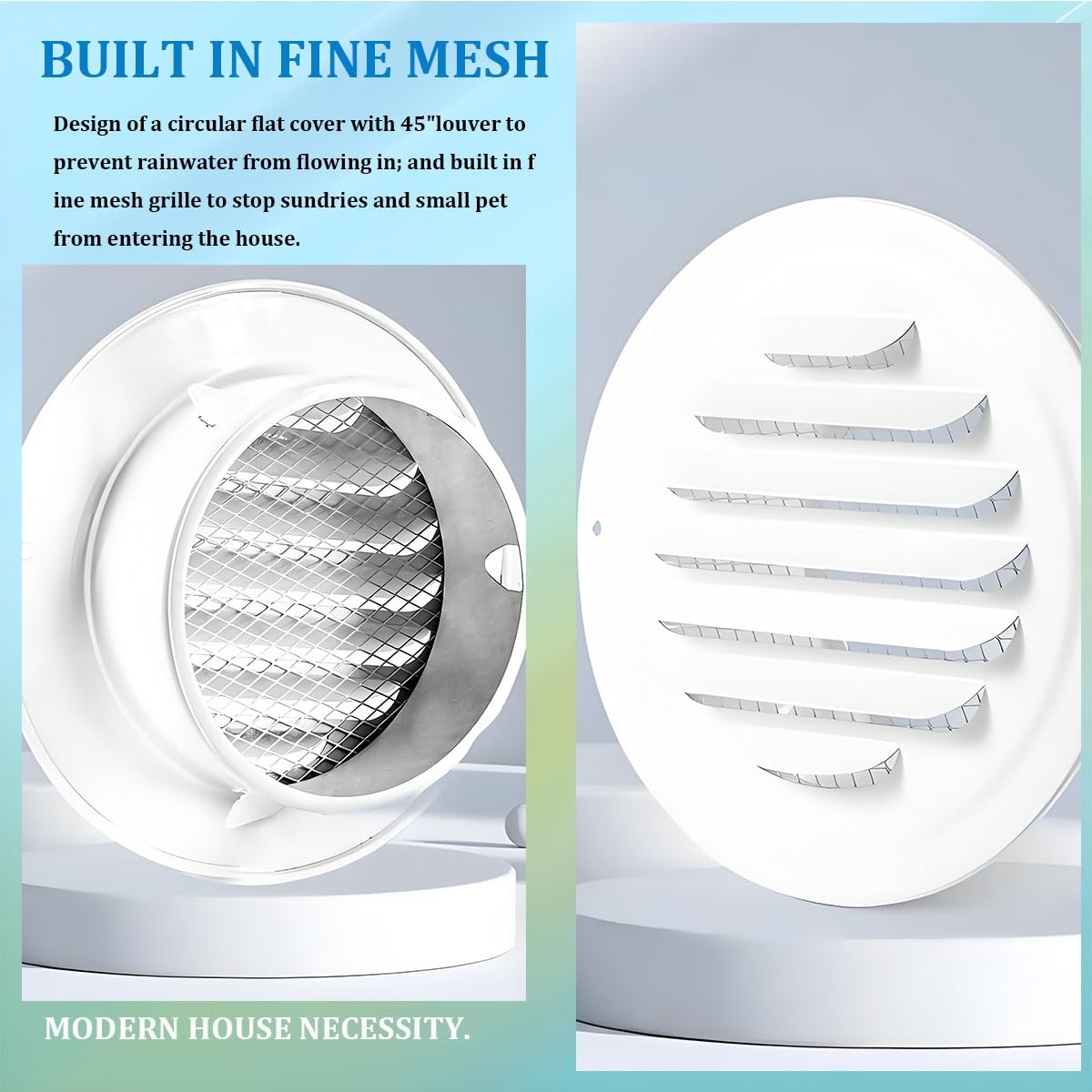 Grille D'aération Circulaire 75mm-200mmD'évacuation En Acier Inoxydable，Mobiles Fermeture Automatique Grille, Pour L'Extérieur Et Le Garage Cuisine(200mm/7.9in 2pack)