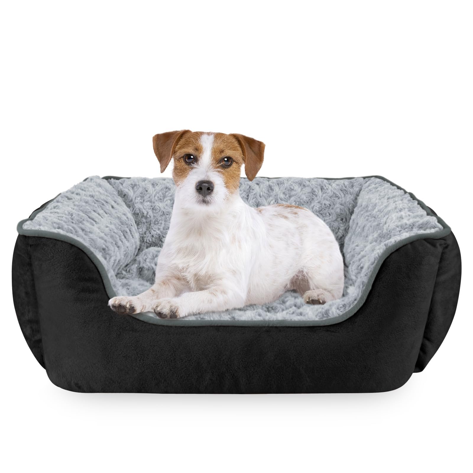 JOEJOY Dog Bed Medium - Washable Rectangle Dog Beds, Anti-Anxiety, Soft Plush Non-Slip Bottom Pet Bed - Small | Medium | Large Size Mattress Mat, Black