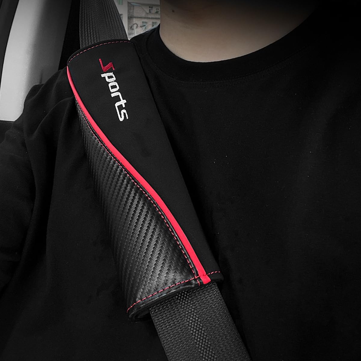 2 Piezas Funda Para Cinturón Seguridad Coche, Cinturón De Seguridad Cuero Cubiertas Almohadillas, Fundas Blandas Antideslizantes Almohadillas Para El Arnés Del Cinta De Hombro(Sports)