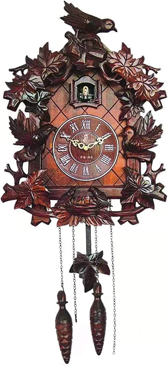 Wooden Cuckoo Clock Carved-style Wall Clock Mx112