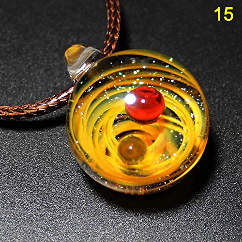Classicoco Univers Pendentif Collier Ciel étoilé Double Boule glaçure colorée Ornements pour Cadeaux Colliers planète Neuf