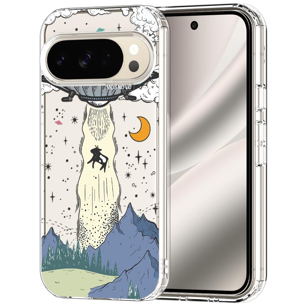 MOSNOVO Case for Google Pixel 9 & Pixel 9 Pro, [Buffertech 6.6ft Military-Grade Drop Protection] [Anti Peel Off Tech] Clear TPU Bumper Phone Case Cover Design - Great Wave — view 64