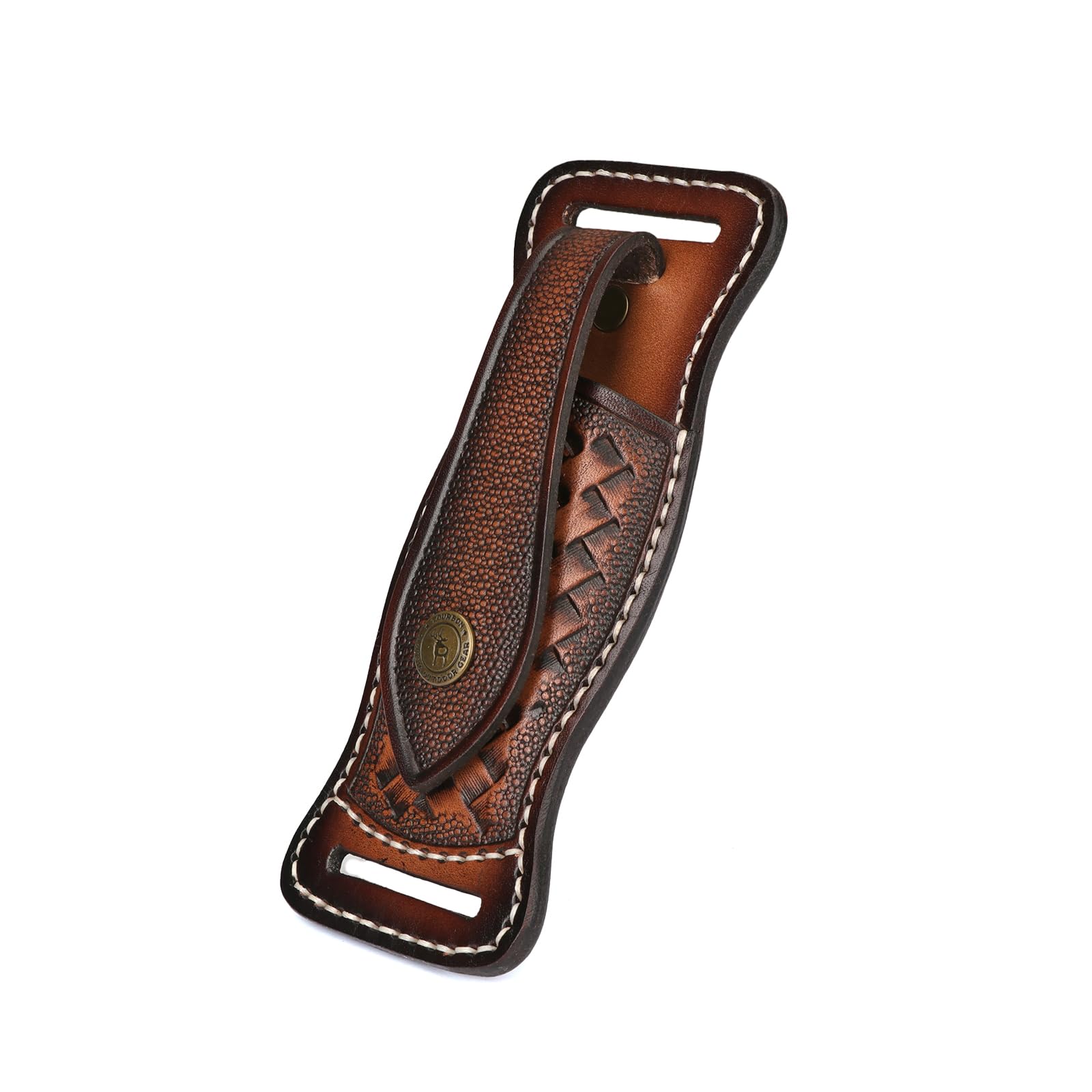 TOURBON Fodero per coltello in pelle di mucca per cintura 4" Custodia per coltello pieghevole EDC Fondina per coltello con chiusura a scatto