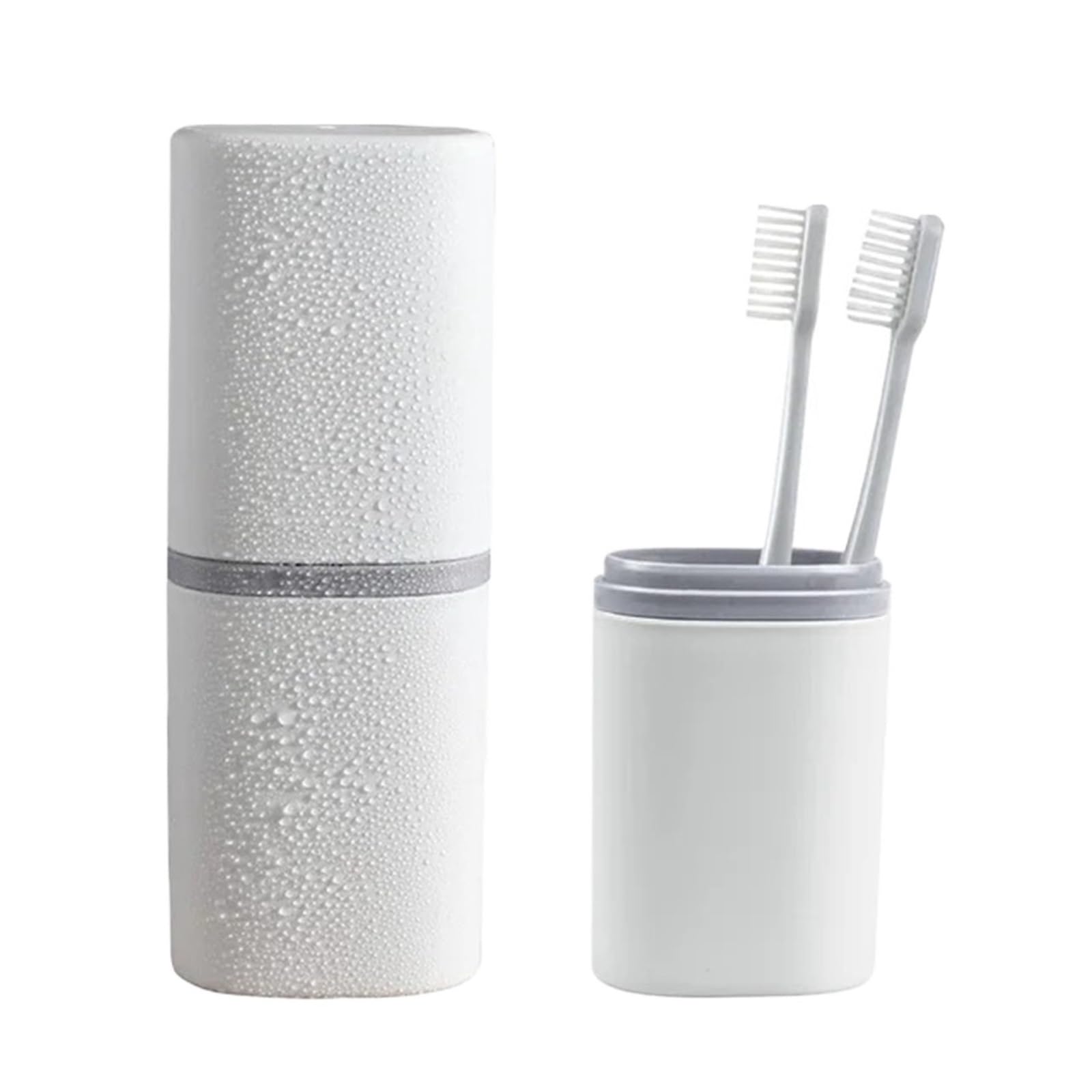 Portaspazzolino 3 pezzi tazza for denti custodia for spazzolino portatile collutorio scatola di immagazzinaggio viaggio campeggio kit dentale lavaggio bagno protettiva(Grey)