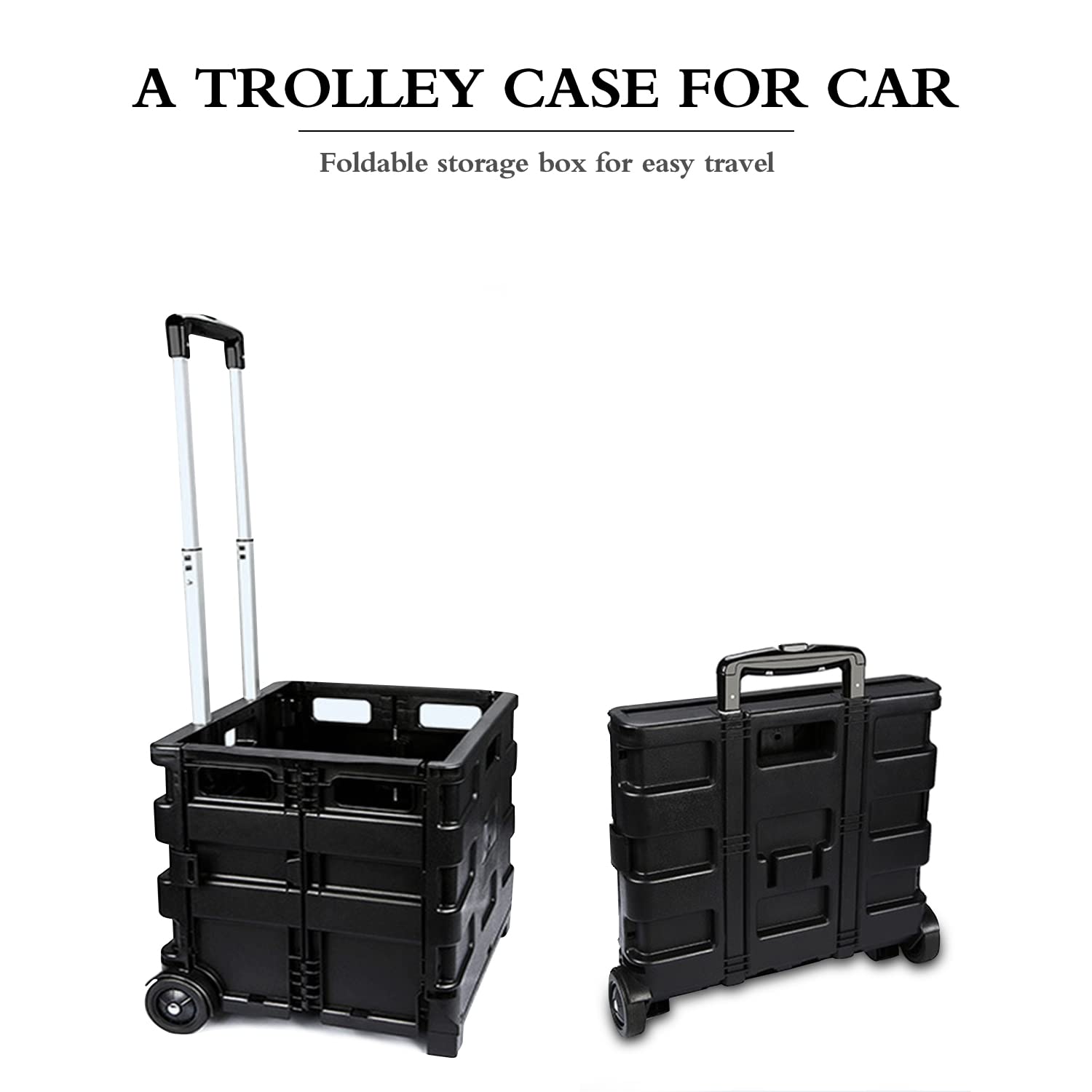 Ergocar Car Trunk Organizer Foldable Car Boot Tidy Storage Box Trolley Case Car Boot Storage Organiser for Car/SUV/Truck (Black)