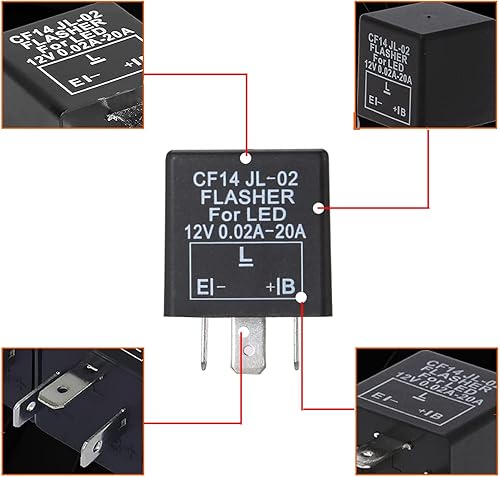 Miniatura 2 de GLOFE (1) 3-Pin 12V CF14 EP35 Electrónico LED Flasher Relay Como LED Relacionado Bombillas de señal de giro Hyper Flash Fix para vehículo de coche