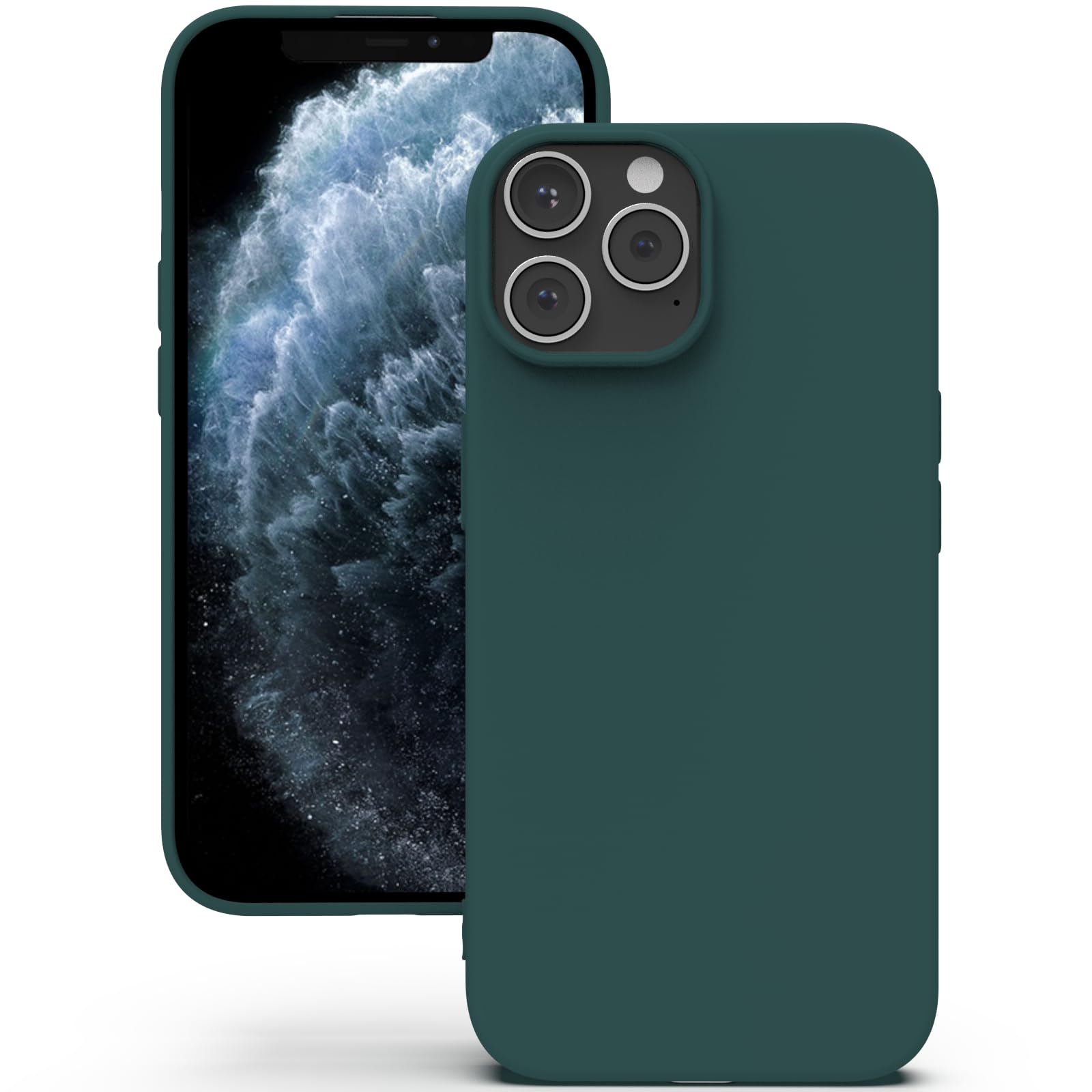 YATWIN Silicone Case for iPhone 11 Pro Max, Soft-Touch, Shockproof, DustProof, Antiskid Full Body Armour Phone Cover for Apple iPhone 11 Pro Max - Dark Green