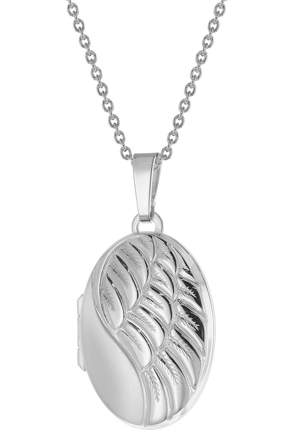 trendor Damen-Kette mit Flügel-Medaillon Silber 925 75772 | zauberhaftes Silber-Medaillon für Damen, eleganter Silberschmuck für Frauen, liebevolle Geschenkidee,