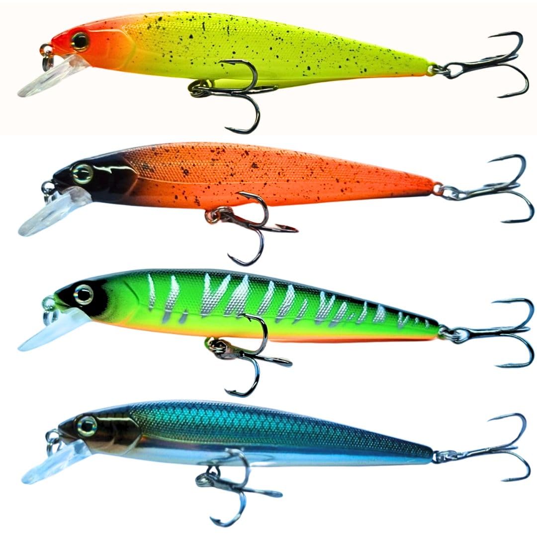Elbfang Zander Hecht Wobbler Set | 4 Stck | flachlaufend | Bunte Farben |  Raubfisch Kunstkder Angeln : Amazon.de: Sport & Freizeit