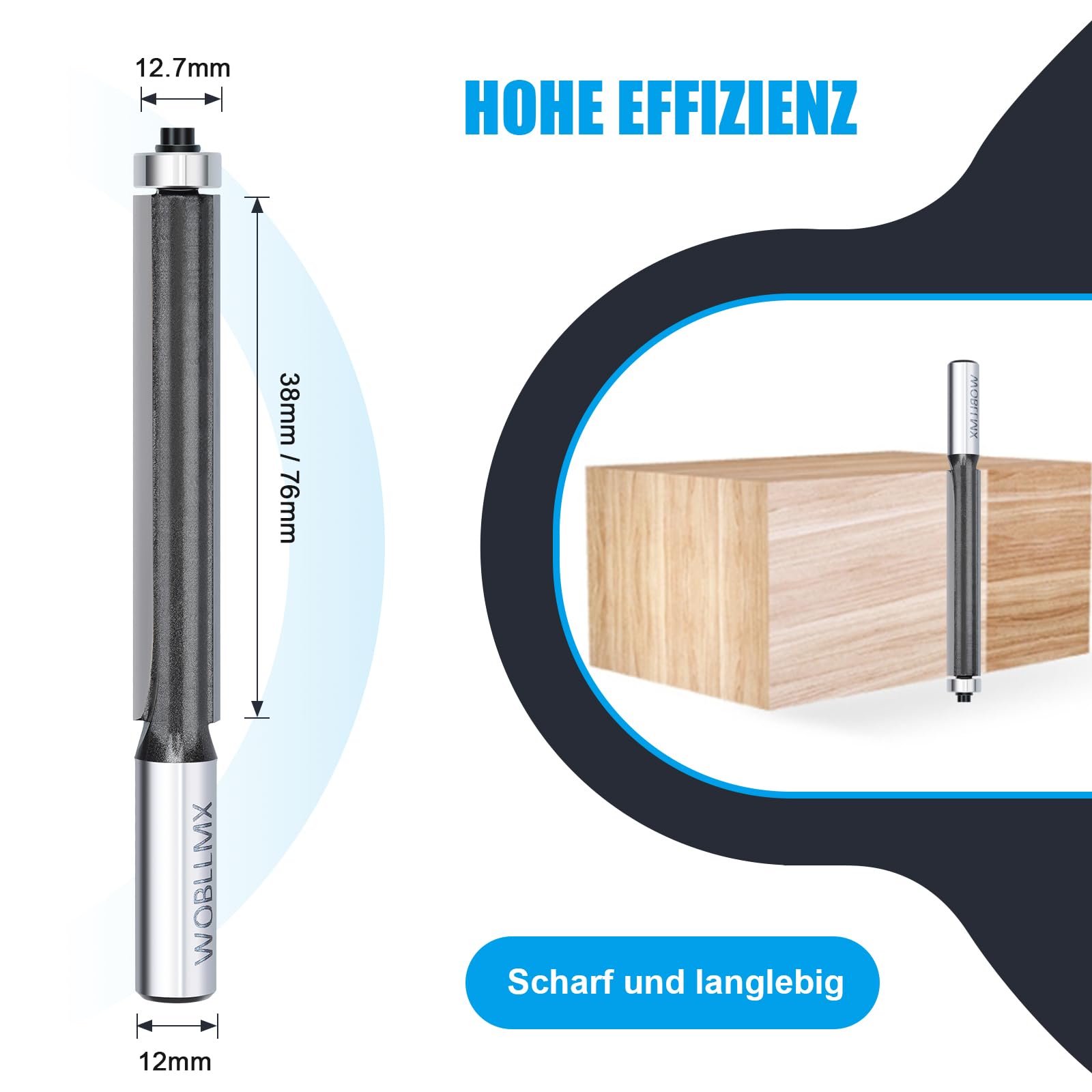 Systemshop24 Fresa A Filo Con Cuscinetti A Sfera HM Z2 D12,7mm AL25mm