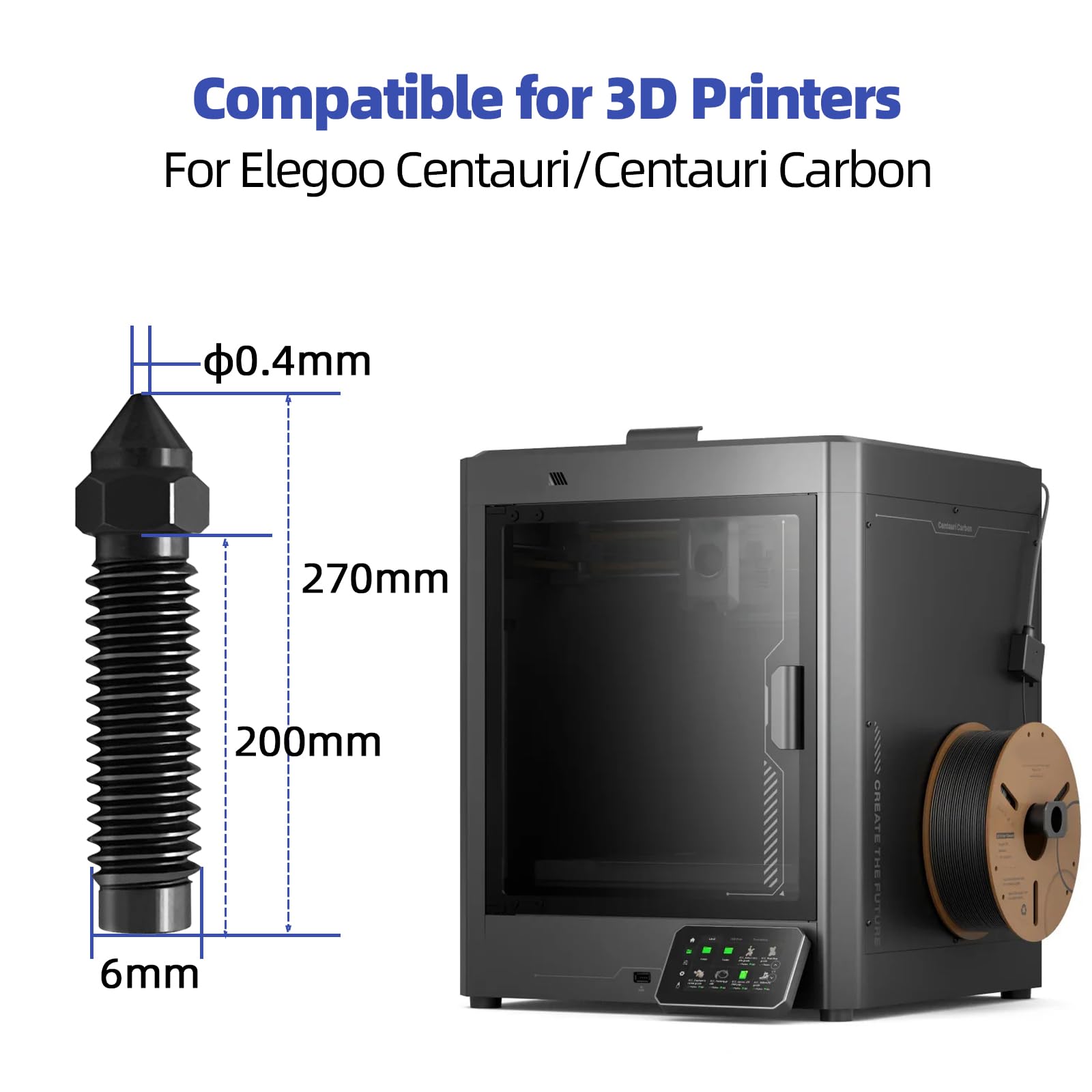 IdeaFormer 5 szt. 0,4 mm Centauri Carbon Hardened Steel Nozzles, dysza ze stali hartowanej z 2 silikonowymi szczotkami do dysz do Elegoo Centauri Carbon