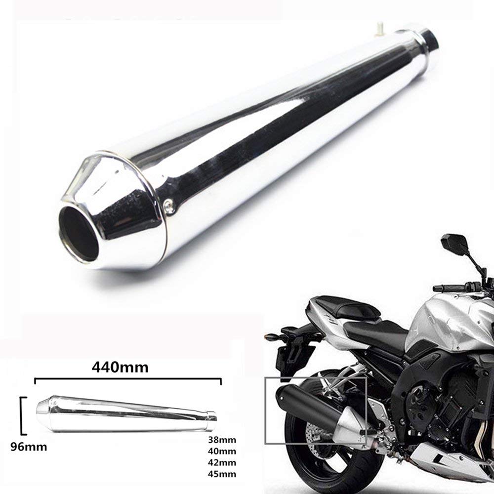 Fast Pro Universal Auspuff Muffler Silencer 1,5 Pipe-1.8 OD Einlass für Motorrad, klassische Harley Cafe Racer, Bobber, Triumph, mit usw., Chrom